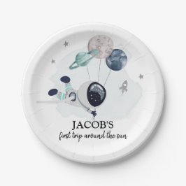Outer Space Boy 1st reis rond de zondag Papieren Bordje