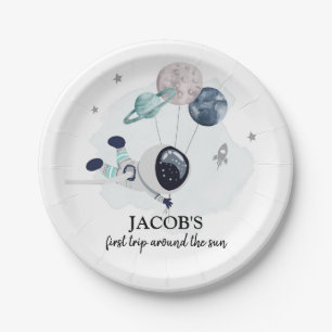 Outer Space Boy 1st reis rond de zondag Papieren Bordje