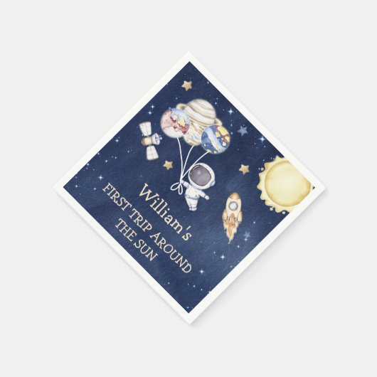 Outer Space Boy 1st reis rond de zondag Servet (Hoek)