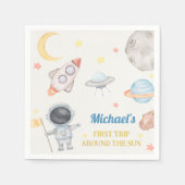 Outer Space Boy 1st reis rond de zondag Servet (Voorkant)