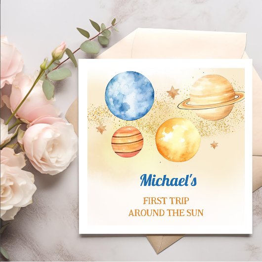 Outer Space Boy 1st reis rond de zondag Servet