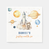 Outer Space Boy 1st reis rond de zondag Servet (Voorkant)