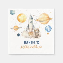 Outer Space Boy 1st reis rond de zondag Servet