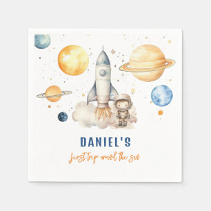 Outer Space Boy 1st reis rond de zondag Servet