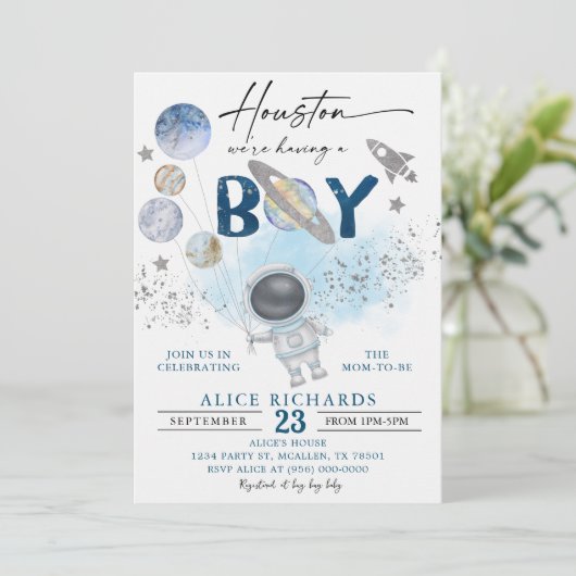 Outer Space Boy Baby Shower Galaxy Baby Shower Kaart (Staand voorkant)