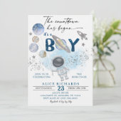 Outer Space Boy Baby Shower Galaxy Baby Shower Kaart (Staand voorkant)