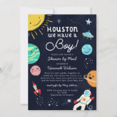 Outer Space Boy Baby shower per post Kaart (Voorkant)