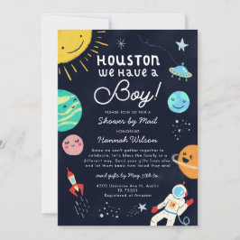 Outer Space Boy Baby shower per post Kaart