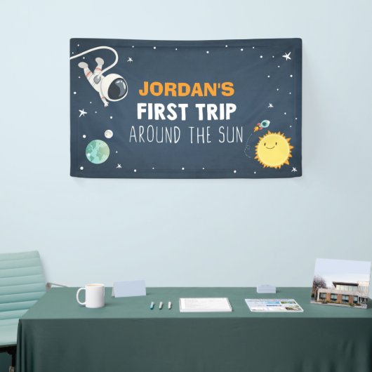Outer Space Boy eerste verjaardag achtergrond astr Spandoek (Beurs)