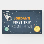 Outer Space Boy eerste verjaardag achtergrond astr Spandoek (Horizontaal)
