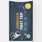 Outer Space Boy eerste verjaardag achtergrond astr Spandoek (Verticaal)