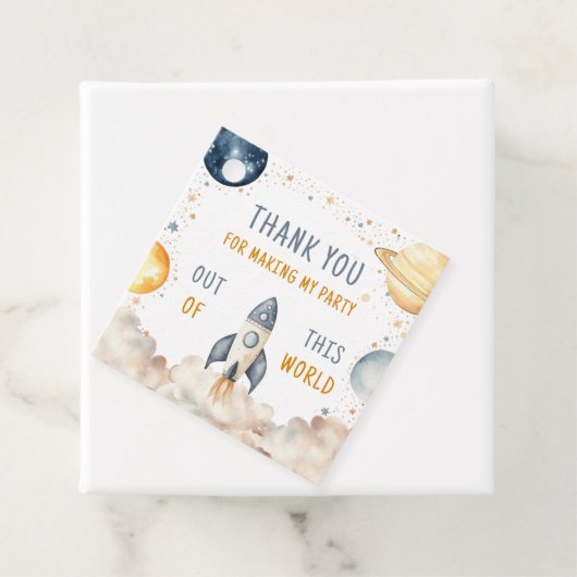 Outer Space Boy Verjaardag Dank u Bedankjes Labels (In situ)