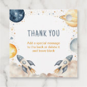 Outer Space Boy Verjaardag Dank u Bedankjes Labels (Achterkant)