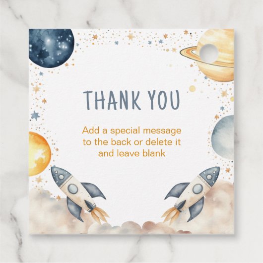 Outer Space Boy Verjaardag Dank u Bedankjes Labels (Achterkant)