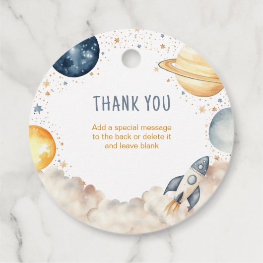Outer Space Boy Verjaardag Dank u Bedankjes Labels (Achterkant)