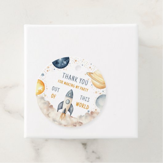 Outer Space Boy Verjaardag Dank u Bedankjes Labels (In situ)
