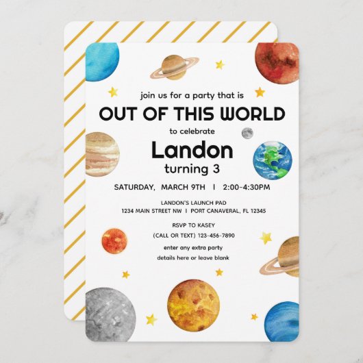 Outer Space - Buiten deze Wereld Kinderen Verjaard Kaart (Voorkant / Achterkant)