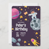 Outer Space Buiten Deze Wereld Verjaardagsfeestje Kaart (Voorkant)