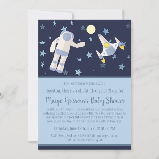 Outer Space Change van Plans Baby shower Kaart (Voorkant)