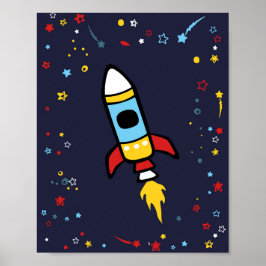Outer Space decor, Rocket print 8x10