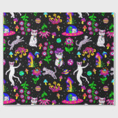 outer space disco cat alien ufo leopard surreal cadeaupapier (Vlak)