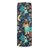 Outer Space Doodle Patroon Gepersonaliseerde naam Thermosbeker (Achterkant)