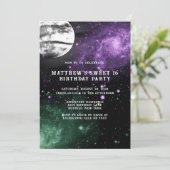 Outer Space Earth Boy Sweet 16 Birthday Party Kaart (Staand voorkant)