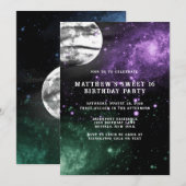Outer Space Earth Boy Sweet 16 Birthday Party Kaart (Voorkant / Achterkant)