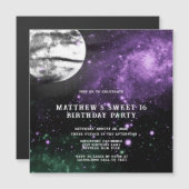 Outer Space Earth Boy Sweet 16 Birthday Party Magnetische Uitnodiging (Voorkant / Achterkant)