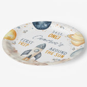 Outer Space Eerste reis rond de Sun Boy verjaardag Papieren Bordje (Gekanteld)