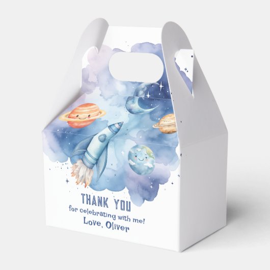 Outer Space Eerste reis rond de verjaardag van de  Bedankdoosjes (Voorkant Zijde)