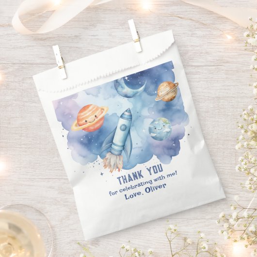 Outer Space Eerste reis rond de verjaardag van de  Bedankzakje (Geknipt)