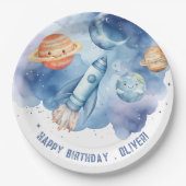 Outer Space Eerste reis rond de verjaardag van de  Papieren Bordje (Voorkant)