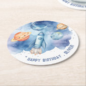 Outer Space Eerste reis rond de verjaardag van de Ronde Kartonnen Onderzetter (Gebogen)