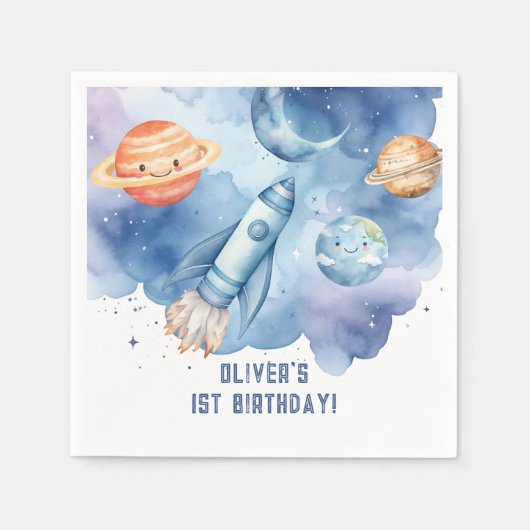 Outer Space Eerste reis rond de verjaardag van de  Servet (Voorkant)