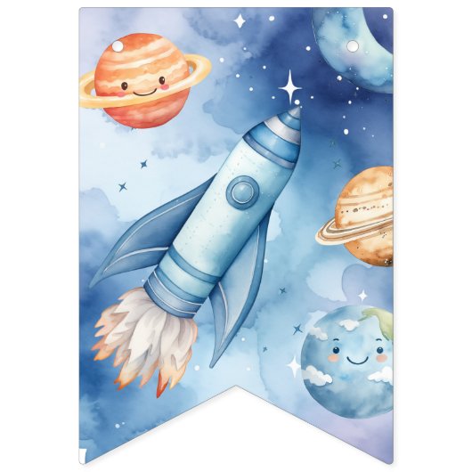 Outer Space Eerste reis rond de verjaardag van de  Vlaggetjes (Eerste vlag)