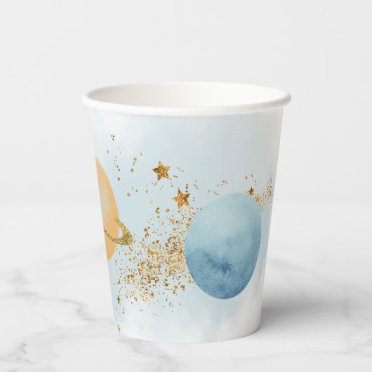 Outer Space Eerste reis rond de zon Party Papieren Bekers (Achterkant)