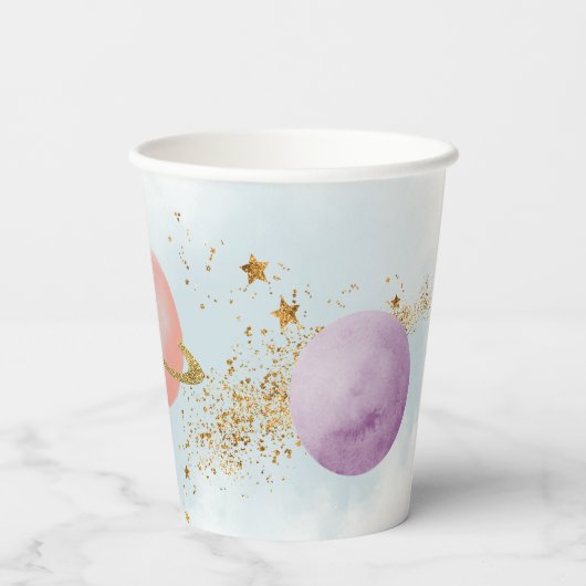 Outer Space Eerste reis rond de zon Party Papieren Bekers (Achterkant)