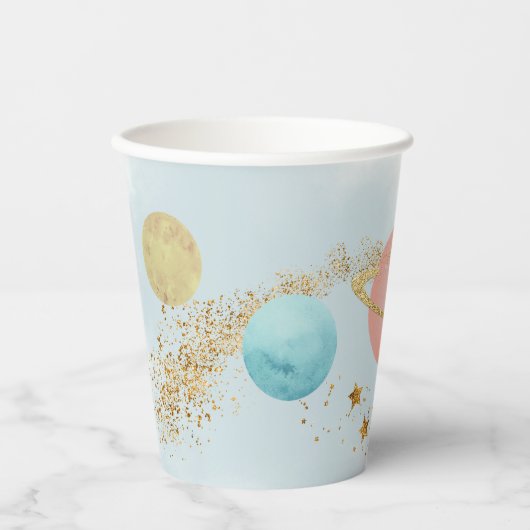 Outer Space Eerste reis rond de zon Party Papieren Bekers (Voorkant)