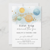 Outer Space Eerste reis rond de zon Uitnodiging (Voorkant)