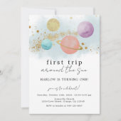 Outer Space Eerste reis rond de zon Uitnodiging (Voorkant)