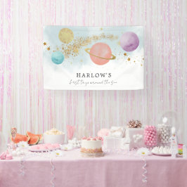 Outer Space Eerste reis rond de zon Verjaardag Spandoek