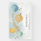 Outer Space Eerste reis rond de zon Verjaardag Spandoek (Verticaal)