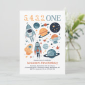 Outer Space Eerste Verjaardag Aftellen Kaart (Staand voorkant)