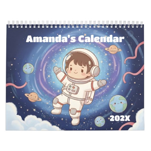 Outer Space Explorer Personalized Kids 2026 Kalender (Hoes)