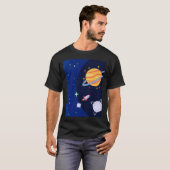 Outer Space Explorer sterren en planeten ontwerp T-shirt (Voorkant volledig)