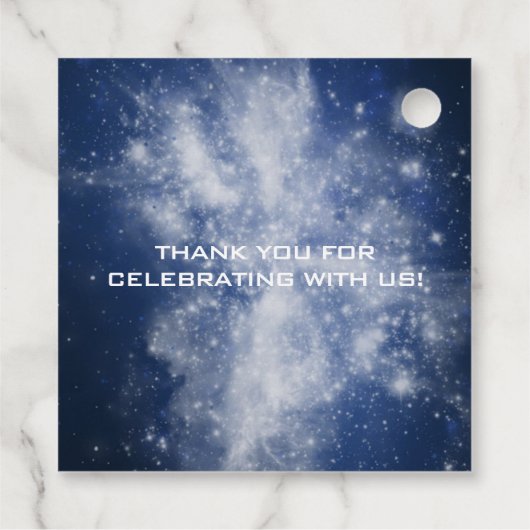 Outer Space First Birthday Bedankjes Labels (Achterkant)