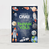 Outer Space First Birthday Bedankkaart (Voorkant)