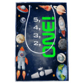 Outer Space First Birthday Medium Cadeauzakje (Voorkant)