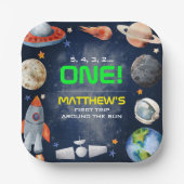 Outer Space First Birthday Papieren Bordje (Voorkant)